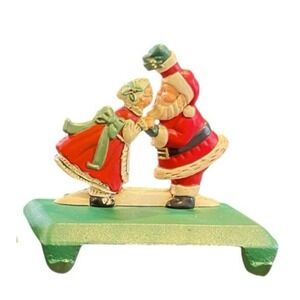 Vtg Midwest Cannon Falls Mr Mrs Santa Claus Stocking Holder Hanger Cast Iron